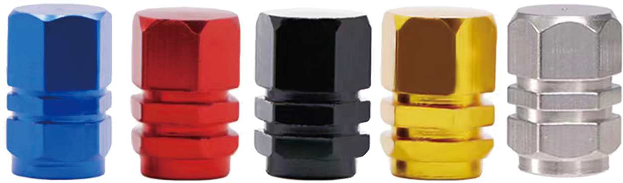 RAYONE colored tire valve stem caps in five finishes